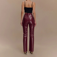 Pantalon en cuir sur mesure de qualité supérieure pour femme, noir, taille mi-haute, imperméable, délavé, respirant, écologique, collection Printemps 2025, vente en gros