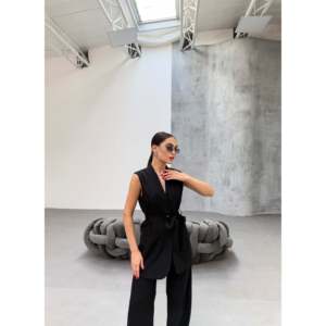 Ensemble deux pièces veste et pantalon - Noir - Noir - Product Image 6