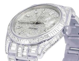 Montre personnalisée Baguette entièrement sertie de diamants en quartz, bijou de mode de luxe pour homme, style hip-hop, cadran en verre - Product Image 4