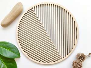 Wholesale Laser Cut Round Wood Trivet Mat Custom Geometric <b>Kitchen</b> Hot Pad Heat Insulation Pot Holder Mat for Home & Restaurant - Product Image 2