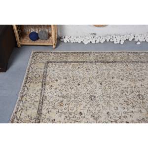 Classique Beige Brun Vintage Tapis Turc 5.7 X 9.3ft À La Main Laine Latex Support Patchwork Rectangle pour Chevet Couloir Côté Tapis - Product Image 5