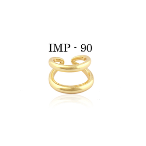 แหวนทองเหลืองสองเส้นเปิดติดข้อมือสีทองล้วนเครื่องประดับโลหะย้อนยุคแหวนปรับขนาดได้18K ชุบทองสองชั้น - Product Image 2