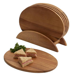 Plateau de service en bois d'acacia fini naturel avec support Parfait pour Sushi Fromage Charcuterie Dîner Table Décor Assiette Ensemble - Product Image 3