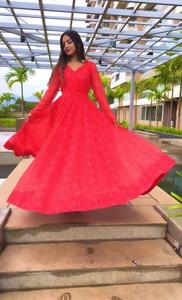 Longueur de la farine nouveauté dernière manches régulières col bateau couleur bleue Anarkali Type Kurti pour femme indienne dans les vêtements ethniques - Product Image 3