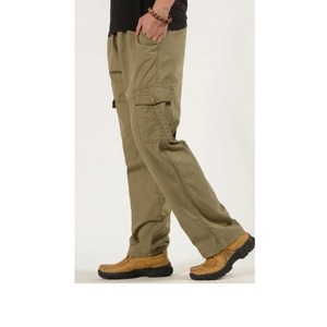 Pantalon Cargo d'hiver décontracté à taille haute pour hommes, grande taille, motif droit, multi-poches, toile pour vêtements de plein air exportés. - Product Image 3