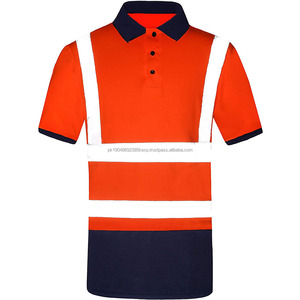 Hi Vis Reflective Polo <b>Shirts</b> High Visibility Safety Short Sleeve Polo <b>Shirt</b> with Black Bottom Orange Yellow Reflective T-<b>Shirt</b> - Product Image 1