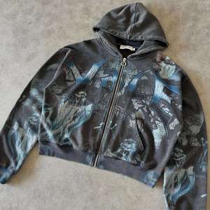 Custom Vintage Floral Streatwear Heavy Weight Zip up Jacket Dtg Print Zipper French Terry Comics Acid Wash Sudadera con capucha desgastada - Product Image 4