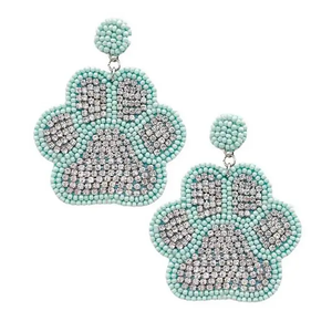 Boucles d'oreilles design empreinte de patte boucles d'oreilles brodées de perles de rocaille d'Inde boucles d'oreilles faites à la main pour femmes et filles - Product Image 2