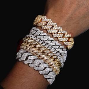 RB Gems 14MM VVS Moissanite Diamond Bracelet Glacé Fine Hip Hop Miami Cuban Link Style Charm - Product Image 1