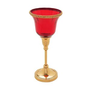 Bougeoir décoratif en verre rouge vintage Bougeoir en verre rouge Bougeoir décoratif Bougeoir antique en verre - Product Image 4