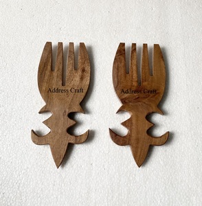 Diseño atractivo hecho a mano de alta calidad servir y mezclar ensalada Pasta fruta de 2 piezas ensalada de madera de acacia Natural utensilios de manos - Product Image 2