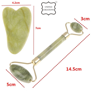 Vente en gros de rouleaux de jade en quartz et ensemble de rouleaux de jade Gua Sha Kit de rouleaux de jade anti-âge ensemble de massage en jade naturel et en pierre de guasha - Product Image 6