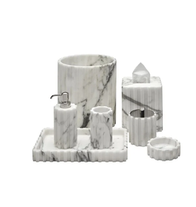 Ensemble de salle de bain en marbre 6 pièces Ensemble de salle de bain personnalisé fait main Ensemble de salle de bain antique au design luxueux Meilleure vente - Product Image 1