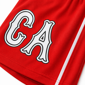 Custom Men’s Red Mesh Basketball Shorts OEM ODM Graphic Letter Print <b>Elastic</b> Waist Sports Shorts - Product Image 5