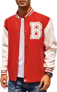 Veste universitaire légère en laine mélangée pour hommes, bombardier de baseball d'hiver avec décoration en fourrure de mouton, style Letterman tricoté - Product Image 6