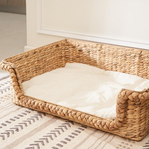 Handmade Wicker Pet <b>Bed</b> with <b>Cushion</b> Natural Rattan Dog Cat Basket Eco-Friendly Pet Furniture from Vietnam - Product Image 6