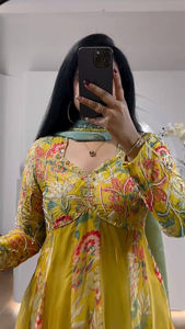 ชุดราตรีผ้ามัสลินพิมพ์ลายดิจิทัลงานปาร์ตี้ชุดงานออกแบบล่าสุด - Product Image 5