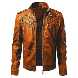 Factory Price Low MOQ In Stock Genuine Slim Fit Leather Jacket For Sale Custom Embroidery Leather Jacket By Madrid Sports