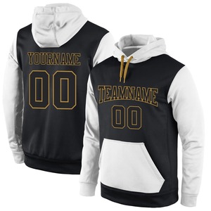Latest Wholesale & Dropship Custom Stitched <b>Black</b> <b>Black</b>-<b>White</b> Sports Pullover Sweatshirt Hoodie - Product Image 1