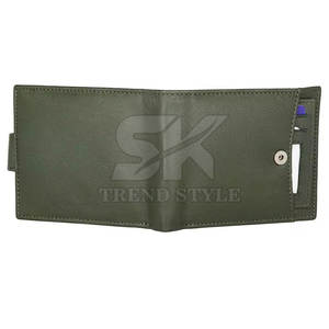 กระเป๋าสตางค์หนังแท้แบบพับสองตอน สีเดียว รุ่นใหม่ล่าสุด แฟชั่นทันสมัยสำหรับผู้ชาย จากโรงงานโดยตรง - Product Image 6