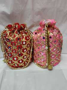 Custom Made Beaded and Sequined Embroidered Drawstring and <b>Potli</b> <b>Bags</b> Idea for Use As Wedding Favors and Gifting - Product Image 2