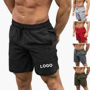 Pantalones cortos deportivos OEM con logotipo personalizado para hombre, pantalones cortos ligeros de poliéster y LICRA para gimnasio, para entrenamiento de verano, informales, sólidos, multicolores - Product Image 6