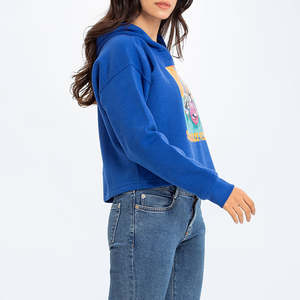 Venta caliente de las mujeres de invierno sudaderas con capucha de manga larga cuello con capucha Color sólido de punto impreso técnicas hechas Pakistán - Product Image 3