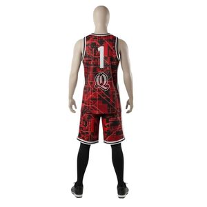 Thấp Moq Tùy Chỉnh Màu Đỏ Đồ Họa Bóng Rổ Đồng Phục Thiết Lập Thăng Hoa Lưới <span class=keywords><strong>Polyester</strong></span> Thể Thao Jersey Và Quần Short Cho Nam Giới Và Thanh Niên - Product Image 3