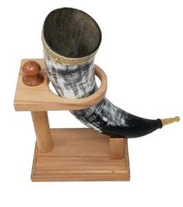 Viking Drinking Horn with Metal and Leather <b>Holder</b> Food Safe Genuine Horn Cup <b>Mug</b> for Wedding Home Hotel Decor India - Product Image 2