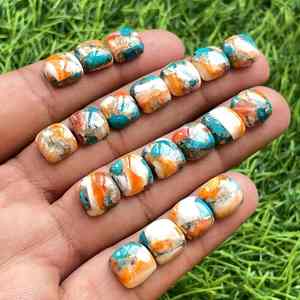 Lote de piedras preciosas sueltas de cabujón turquesa de cobre con forma de cojín de la mejor calidad con corte perfecto para diseños de joyería hechos a mano - Product Image 1