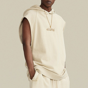 100% coton personnalisé hommes muscle sans manches à capuche débardeur musculation gym singulet coupé réservoir pull sur sweats à capuche Gym Wear Fitness - Product Image 1