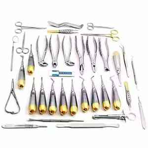 Kit d'instruments chirurgicaux dentaires manuels en métal de 74 pièces, élévateurs oraux et pinces pour une extraction efficace - Product Image 1