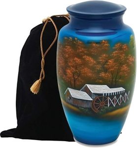 Urne funéraire en métal peinte à la main de ferme Urne funéraire en métal massif pour adultes Urne funéraire artisanale pour cendres Taille personnalisée - Product Image 5