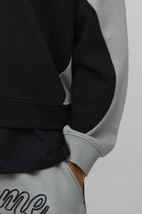 Alta calidad carbón de gran tamaño Boxy Color Block Homme impreso Zip Up a través de las sudaderas con capucha de algodón mezclado personalizado al por mayor - Product Image 6