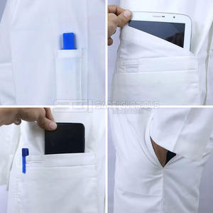 Blouses médicales unisexes personnalisées à manches longues blanches, blouses de laboratoire OEM, logo personnalisé, tissu jersey, uniformes d'hôpital pour médecins, vente en gros - Product Image 6