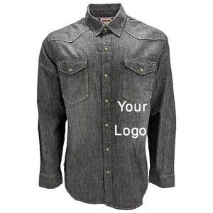 Men's Designer Fashionable Hot Selling Denim Long Sleeve Shirt Men's Mosaic British Flag Denim Jeans Shirt From Bangladesh