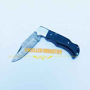 Nuevo diseño personalizado hecho a mano al aire libre Camping caza cuchillo de bolsillo plegable supervivencia cuchillo plegable con cuerno de toro negro - Product Image 4