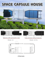 Maison mobile intelligente de luxe préfabriquée avec terrasse, lit, salle de bain, capsule, mini-maison avec acier et panneau sandwich