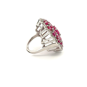 Venta directa de fábrica, anillo de cóctel de diamante americano y rubí rojo Natural 100% para mujer, joyería fina de Plata de Ley 925 pura - Product Image 3