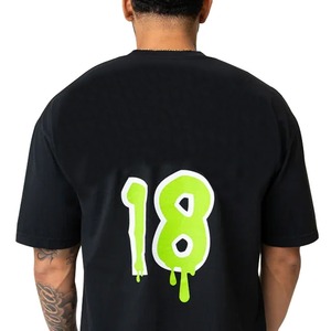 Camiseta negra 95 algodón 5 Spandex con cuello redondo, Camiseta con estampado de pantalla lateral, camisetas gráficas para hombres 2025 - Product Image 6