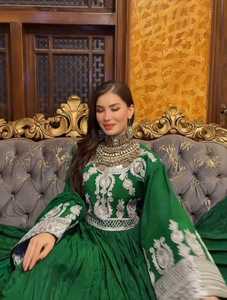 Vintage Indian Gypsy Dress with Tribal Banjara Embroidery Handmade Appliques Ruffles Pleats Natural <b>Waist</b> Inspired Afghan Kuchi - Product Image 2