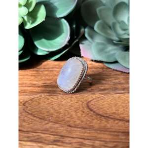 Reda Galvan Oval <b>Moonstone</b> & Sterling Silver <b>Ring</b> Size 5.75 Rhodium Plated Fine Jewelry - Product Image 4