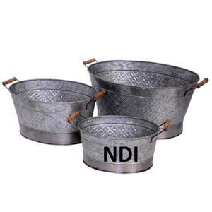 Pot à plantes en étain galvanisé pour la maison, le jardin, la décoration d'hôtel Finition personnalisée Meilleure qualité pour la décoration extérieure et intérieure Lot de deux - Product Image 3