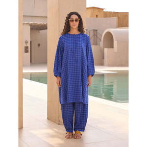 Conjunto de Kurta Nina Cotton en Color Sólido - Product Image 1