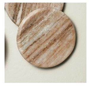 Sous-verres hexagonaux en marbre 4 pièces avec incrustation en laiton, bois naturel et marbre, sous-verres en bois de manguier fabriqués en Inde - Product Image 2