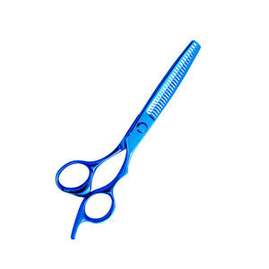 Ciseaux amincissants de coiffeur manche en acier enduit bleu ciseaux de coupe de cheveux de Salon lame tranchante repose-doigt outil de coiffure élégant - Product Image 4