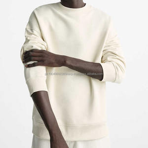 Sudadera de cuello redondo personalizada 100% algodón para hombre, ropa de calle de gran tamaño con hombros caídos, jersey de cuello redondo acanalado, sudadera para hombre - Product Image 4