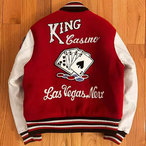 Personalizado de los hombres Letterman Varsity chaquetas cálidas de invierno de béisbol Bomber mangas de cuero Chenille bordado Logo tela Varsity - Product Image 2