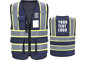 Gilets de sécurité personnalisés OEM vente en gros fermeture à glissière avant et support d'identification transparent à usage professionnel pour les gardes - Product Image 3