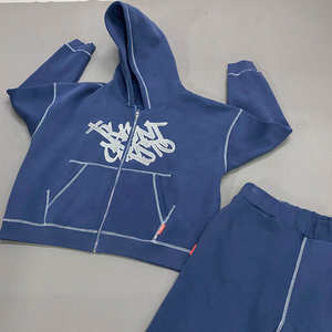 Sudadera con capucha y pantalones cortos de primavera con Bordado de lana de algodón 100% de alta calidad OEM para hombre, novedad - Product Image 2